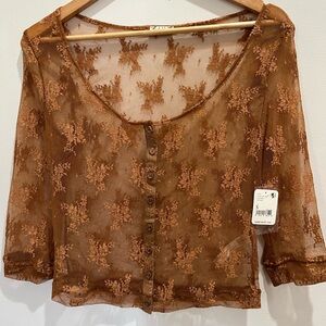 Free people lost in lace cardigan bright cider